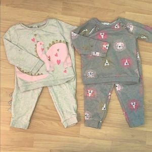 Two toddler sweatshirt/sweat pants combos